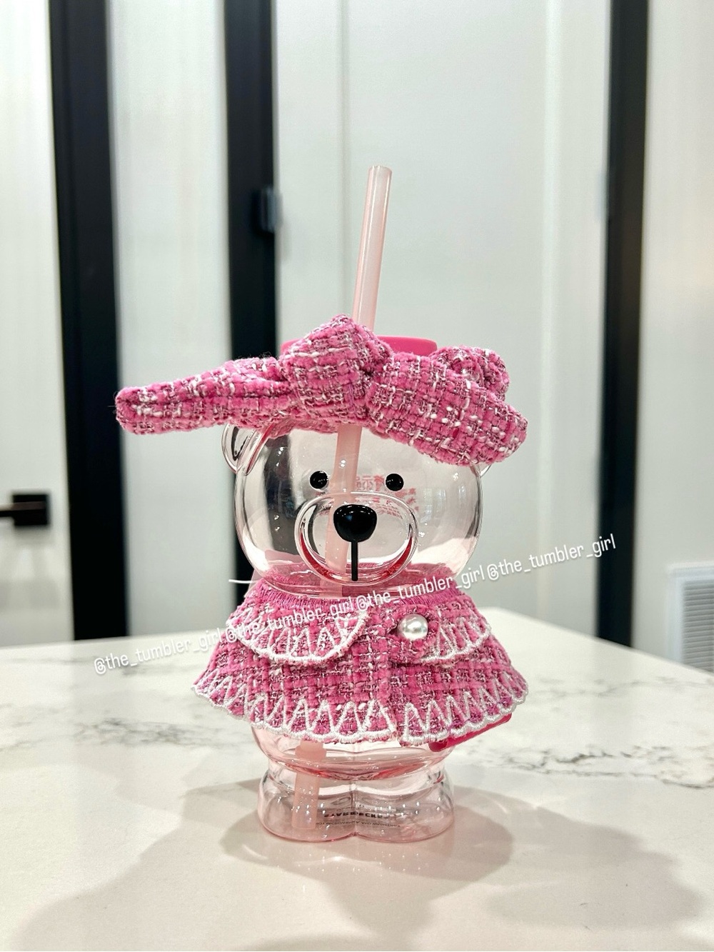 Starbucks 16oz Pink Bearista Glass Cold Cup with Accessories China Shanghai